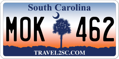 SC license plate MOK462