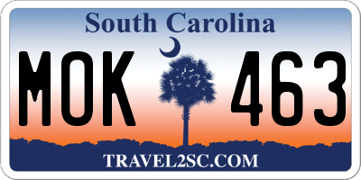 SC license plate MOK463