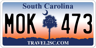 SC license plate MOK473