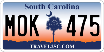 SC license plate MOK475