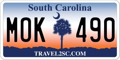 SC license plate MOK490