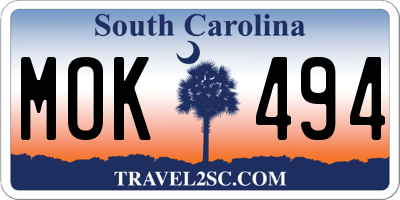 SC license plate MOK494
