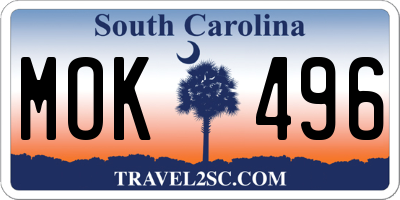 SC license plate MOK496