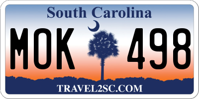 SC license plate MOK498