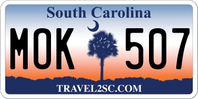 SC license plate MOK507