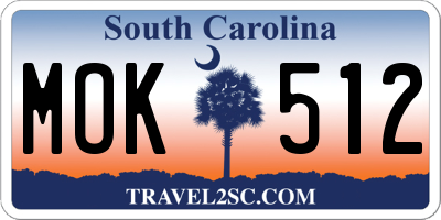 SC license plate MOK512