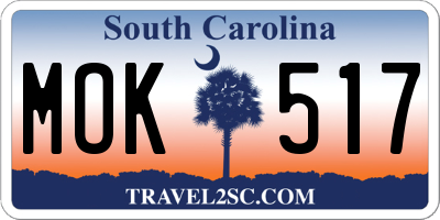 SC license plate MOK517