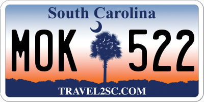 SC license plate MOK522