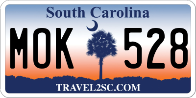 SC license plate MOK528