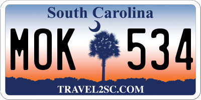 SC license plate MOK534
