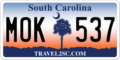 SC license plate MOK537