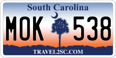 SC license plate MOK538