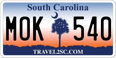 SC license plate MOK540