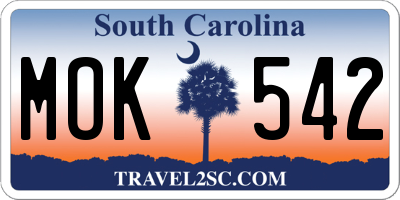 SC license plate MOK542