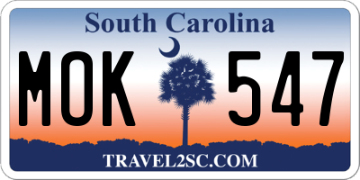 SC license plate MOK547