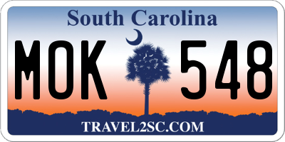 SC license plate MOK548