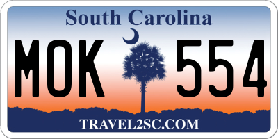 SC license plate MOK554