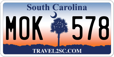 SC license plate MOK578