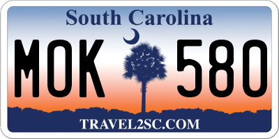 SC license plate MOK580