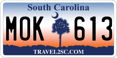 SC license plate MOK613