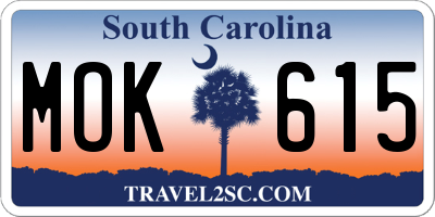 SC license plate MOK615