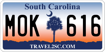 SC license plate MOK616