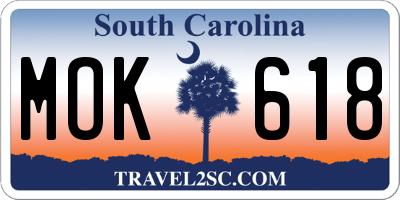 SC license plate MOK618