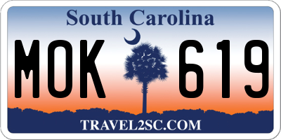 SC license plate MOK619