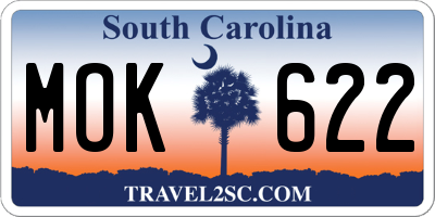 SC license plate MOK622