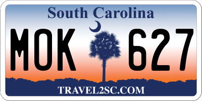 SC license plate MOK627