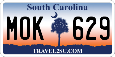 SC license plate MOK629