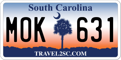 SC license plate MOK631