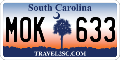 SC license plate MOK633