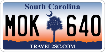 SC license plate MOK640