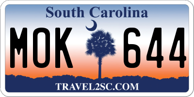 SC license plate MOK644