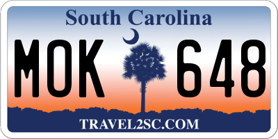 SC license plate MOK648