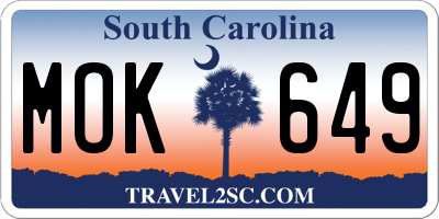 SC license plate MOK649