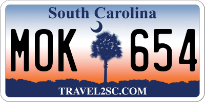 SC license plate MOK654