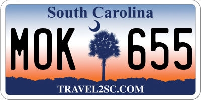 SC license plate MOK655