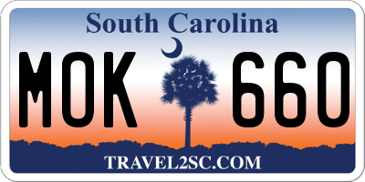 SC license plate MOK660