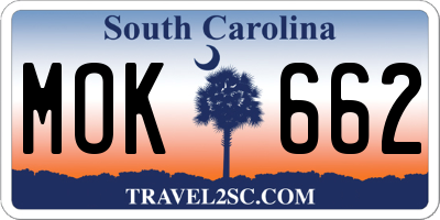 SC license plate MOK662