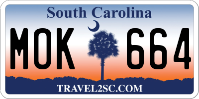 SC license plate MOK664