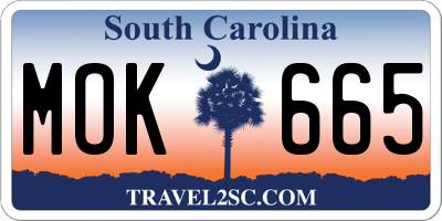 SC license plate MOK665