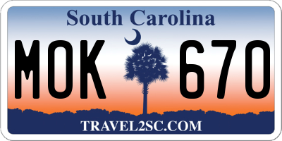 SC license plate MOK670