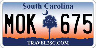 SC license plate MOK675