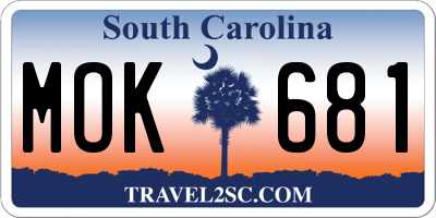 SC license plate MOK681