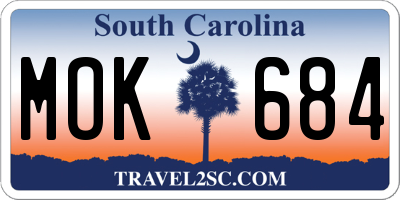 SC license plate MOK684