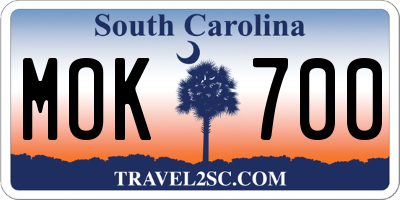 SC license plate MOK700