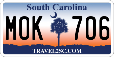 SC license plate MOK706