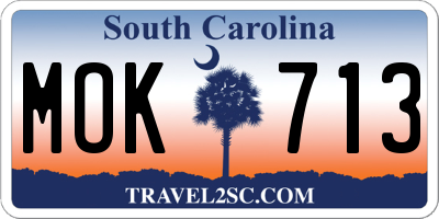 SC license plate MOK713